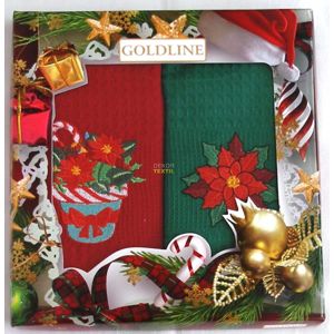 Forbyt, Bavlnené utierky Darčekové balenie, červenozelené Vianoce sada 2 ks, 50 x 70 cm